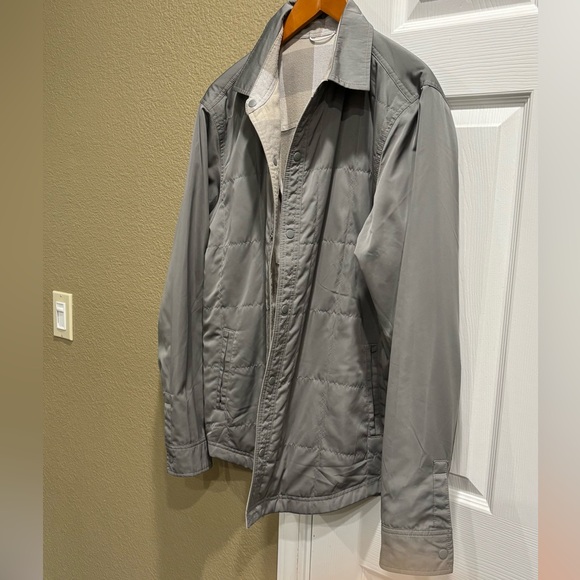 UNIONBAY Men's Light Gray Plaid Shirt Jacket reversible sz L - Picture 5 of 8